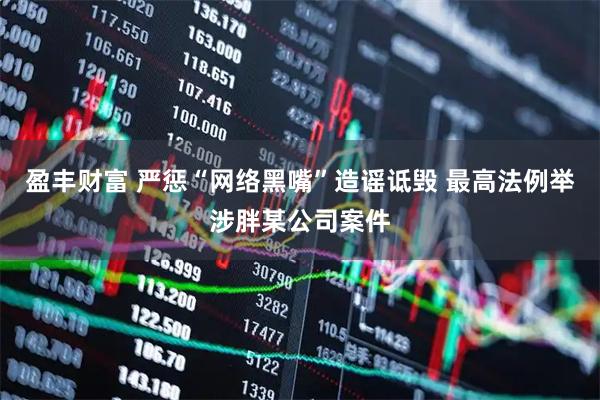 盈丰财富 严惩“网络黑嘴”造谣诋毁 最高法例举涉胖某公司案件